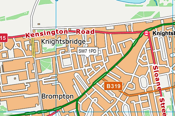 SW7 1PD map - OS VectorMap District (Ordnance Survey)