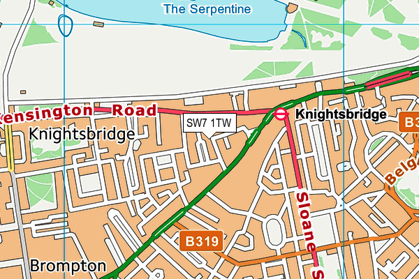 SW7 1TW map - OS VectorMap District (Ordnance Survey)