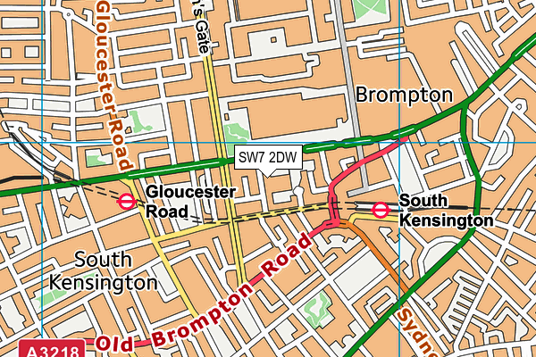 SW7 2DW map - OS VectorMap District (Ordnance Survey)