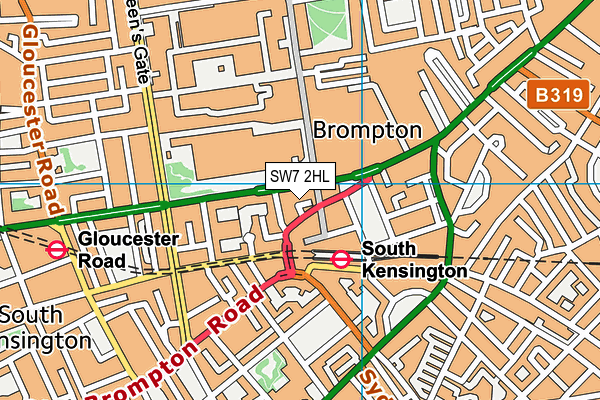 SW7 2HL map - OS VectorMap District (Ordnance Survey)