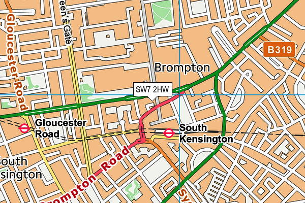 SW7 2HW map - OS VectorMap District (Ordnance Survey)