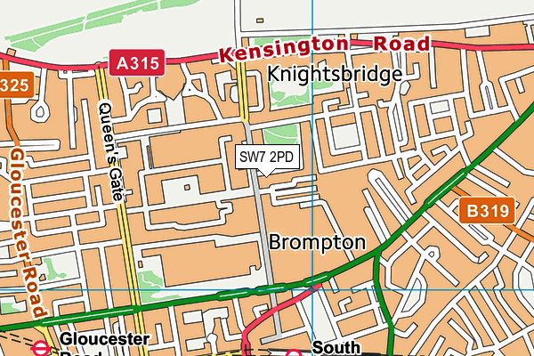 SW7 2PD map - OS VectorMap District (Ordnance Survey)