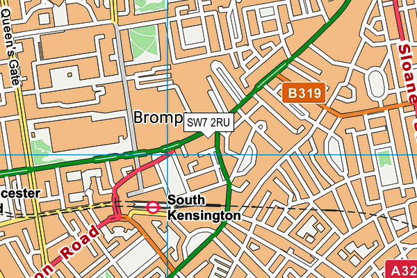 SW7 2RU map - OS VectorMap District (Ordnance Survey)