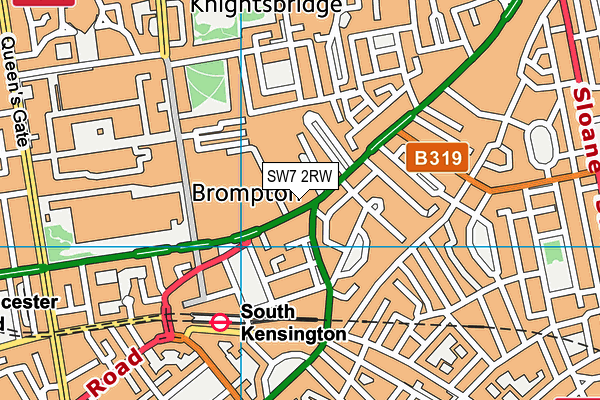 SW7 2RW map - OS VectorMap District (Ordnance Survey)