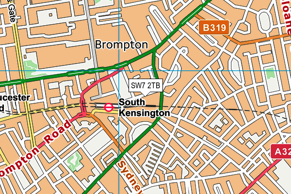 SW7 2TB map - OS VectorMap District (Ordnance Survey)