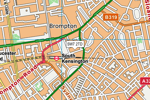 SW7 2TD map - OS VectorMap District (Ordnance Survey)