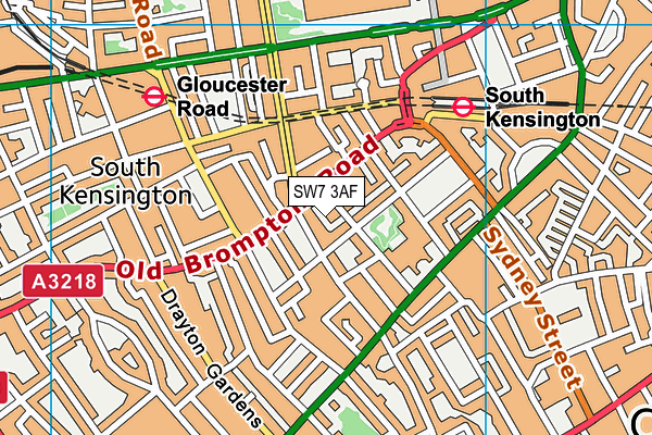 SW7 3AF map - OS VectorMap District (Ordnance Survey)