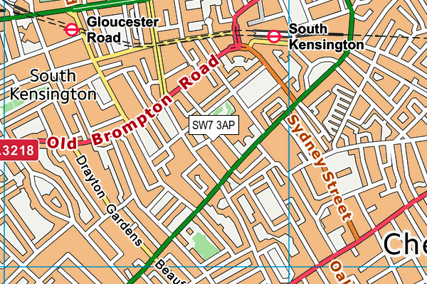 SW7 3AP map - OS VectorMap District (Ordnance Survey)