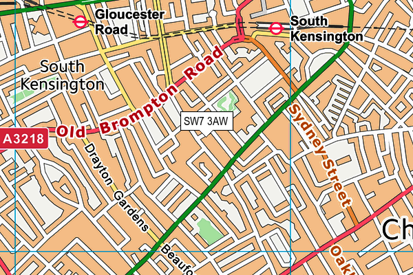 SW7 3AW map - OS VectorMap District (Ordnance Survey)