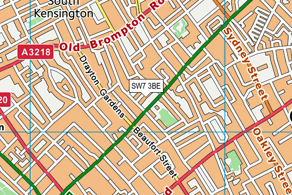 SW7 3BE map - OS VectorMap District (Ordnance Survey)