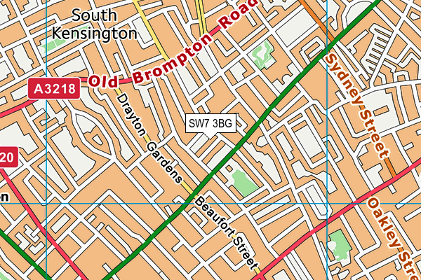 SW7 3BG map - OS VectorMap District (Ordnance Survey)