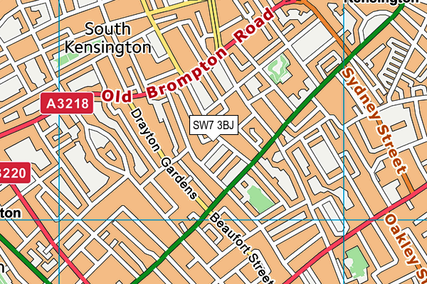 SW7 3BJ map - OS VectorMap District (Ordnance Survey)