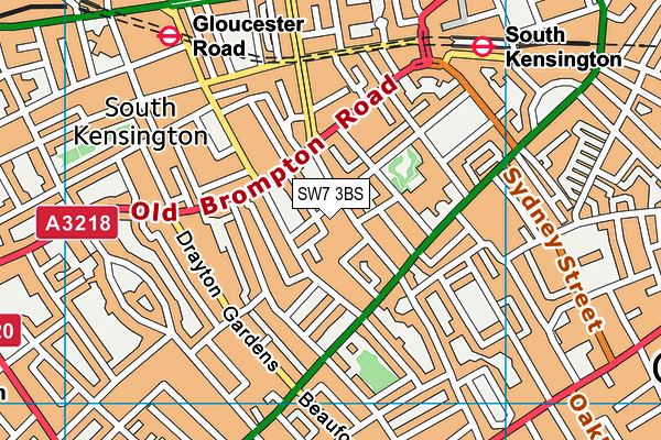 SW7 3BS map - OS VectorMap District (Ordnance Survey)