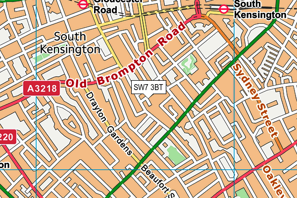 SW7 3BT map - OS VectorMap District (Ordnance Survey)