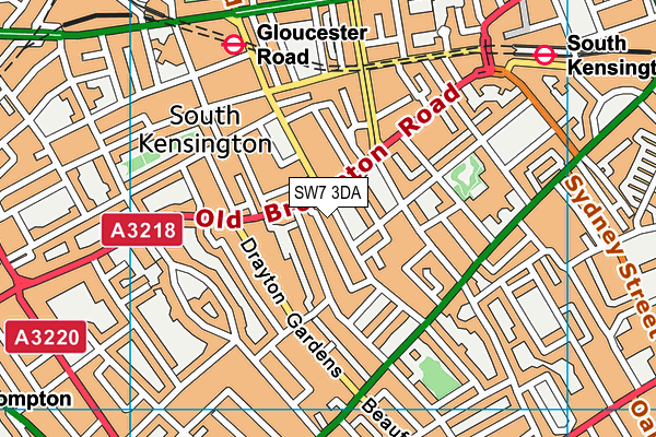 SW7 3DA map - OS VectorMap District (Ordnance Survey)