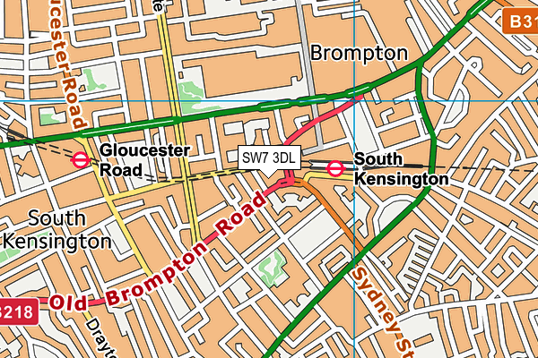 SW7 3DL map - OS VectorMap District (Ordnance Survey)