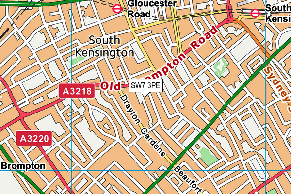 SW7 3PE map - OS VectorMap District (Ordnance Survey)