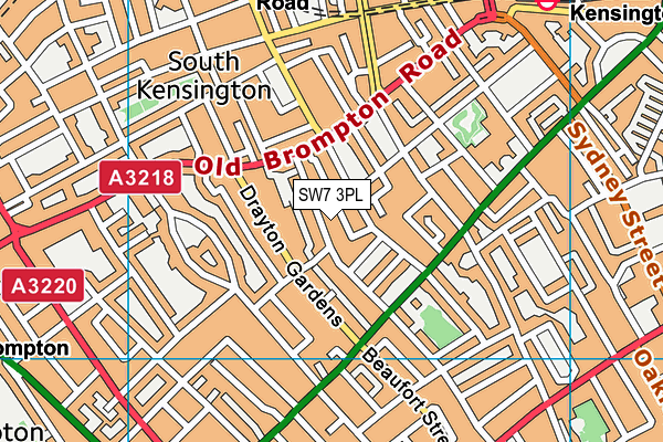 SW7 3PL map - OS VectorMap District (Ordnance Survey)