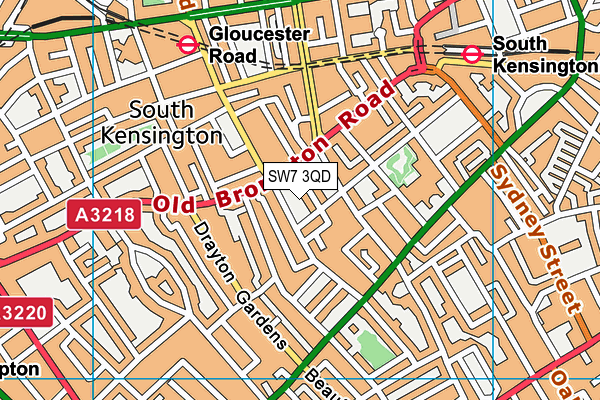 SW7 3QD map - OS VectorMap District (Ordnance Survey)