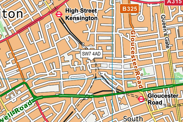 SW7 4AD map - OS VectorMap District (Ordnance Survey)