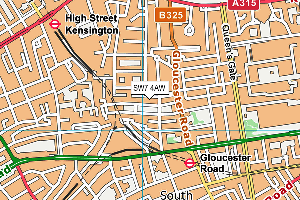 SW7 4AW map - OS VectorMap District (Ordnance Survey)