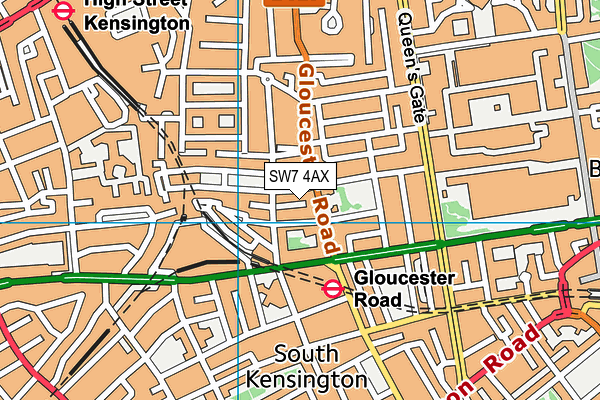 SW7 4AX map - OS VectorMap District (Ordnance Survey)