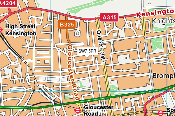 SW7 5PR map - OS VectorMap District (Ordnance Survey)