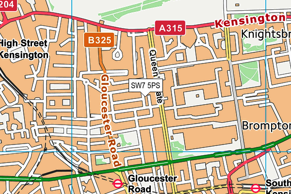 SW7 5PS map - OS VectorMap District (Ordnance Survey)