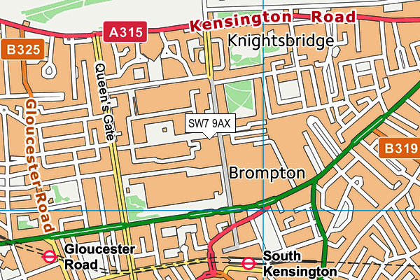 SW7 9AX map - OS VectorMap District (Ordnance Survey)