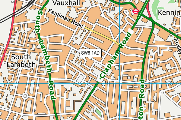 SW8 1AD map - OS VectorMap District (Ordnance Survey)