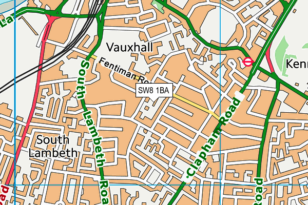 SW8 1BA map - OS VectorMap District (Ordnance Survey)