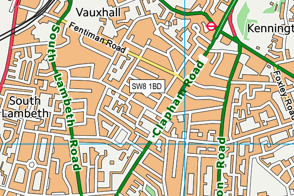 SW8 1BD map - OS VectorMap District (Ordnance Survey)