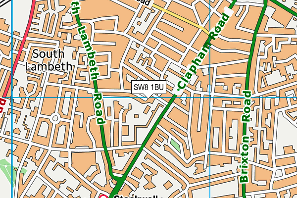 SW8 1BU map - OS VectorMap District (Ordnance Survey)