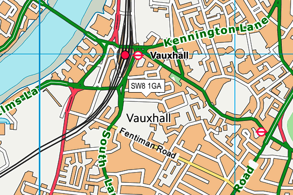 SW8 1GA map - OS VectorMap District (Ordnance Survey)