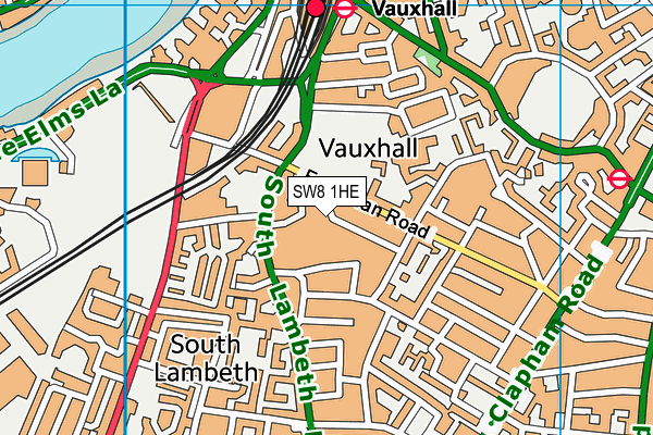 SW8 1HE map - OS VectorMap District (Ordnance Survey)