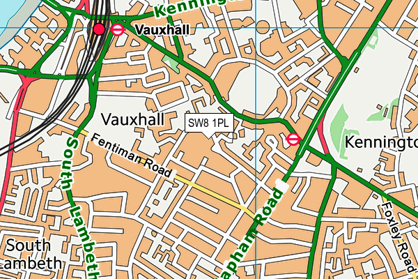 SW8 1PL map - OS VectorMap District (Ordnance Survey)