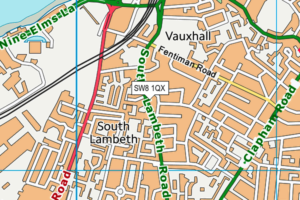 SW8 1QX map - OS VectorMap District (Ordnance Survey)