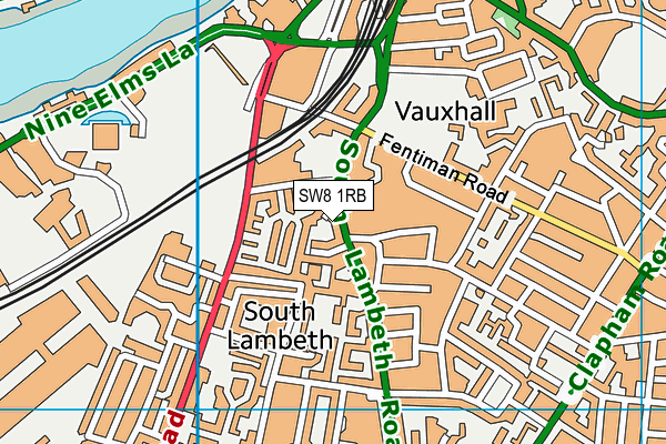 SW8 1RB map - OS VectorMap District (Ordnance Survey)