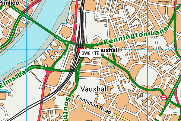 SW8 1TB map - OS VectorMap District (Ordnance Survey)