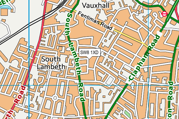 SW8 1XD map - OS VectorMap District (Ordnance Survey)