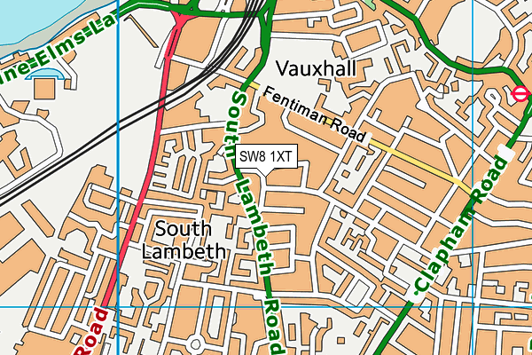 SW8 1XT map - OS VectorMap District (Ordnance Survey)