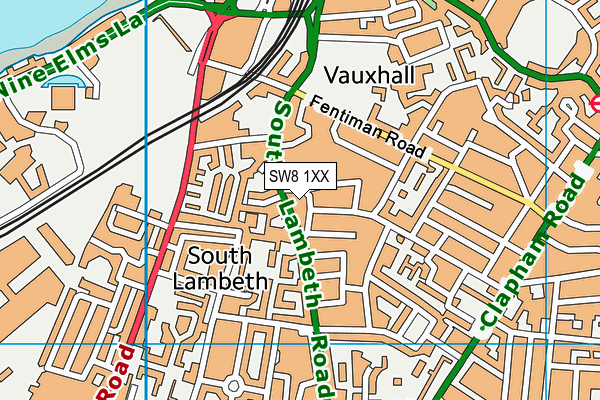 SW8 1XX map - OS VectorMap District (Ordnance Survey)