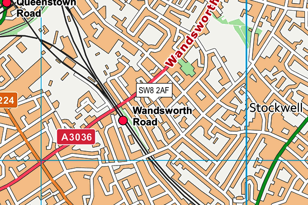 SW8 2AF map - OS VectorMap District (Ordnance Survey)