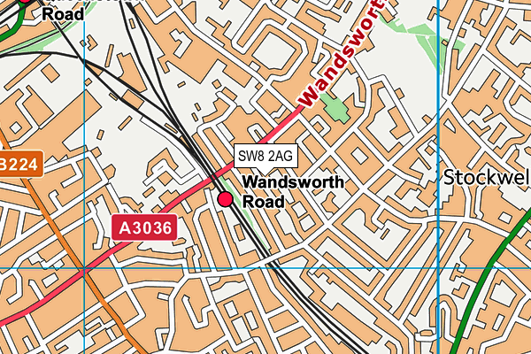 SW8 2AG map - OS VectorMap District (Ordnance Survey)