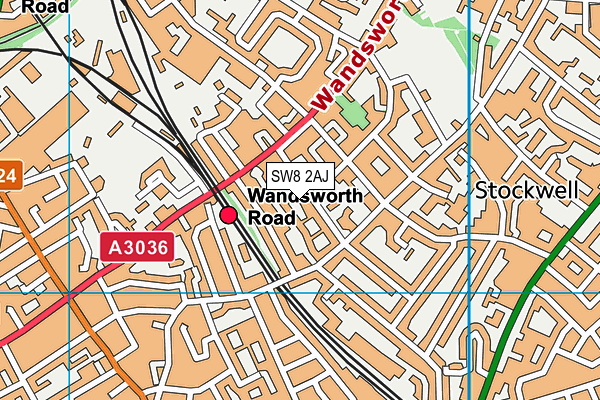 SW8 2AJ map - OS VectorMap District (Ordnance Survey)