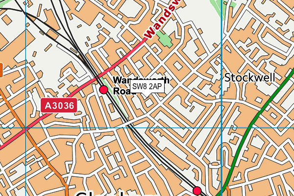 SW8 2AP map - OS VectorMap District (Ordnance Survey)