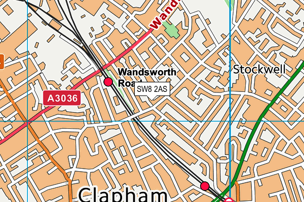 SW8 2AS map - OS VectorMap District (Ordnance Survey)