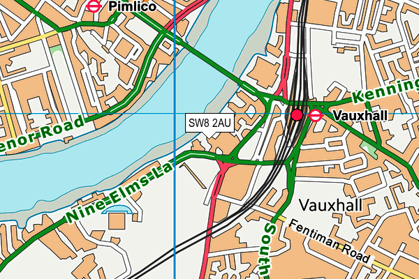 SW8 2AU map - OS VectorMap District (Ordnance Survey)