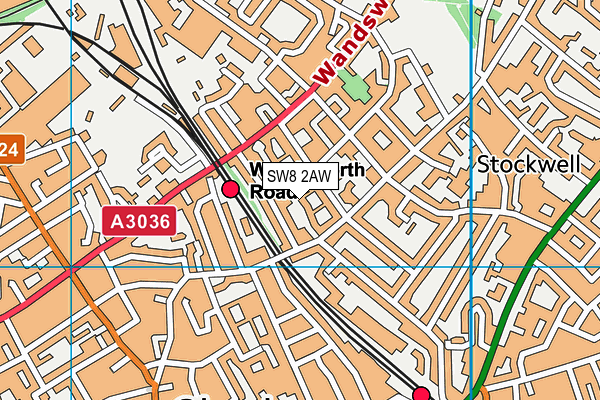 SW8 2AW map - OS VectorMap District (Ordnance Survey)