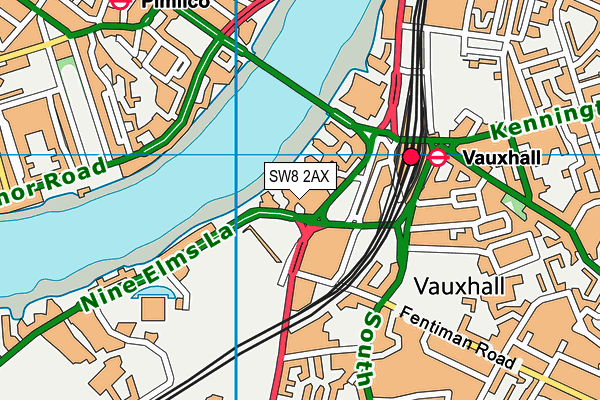 SW8 2AX map - OS VectorMap District (Ordnance Survey)